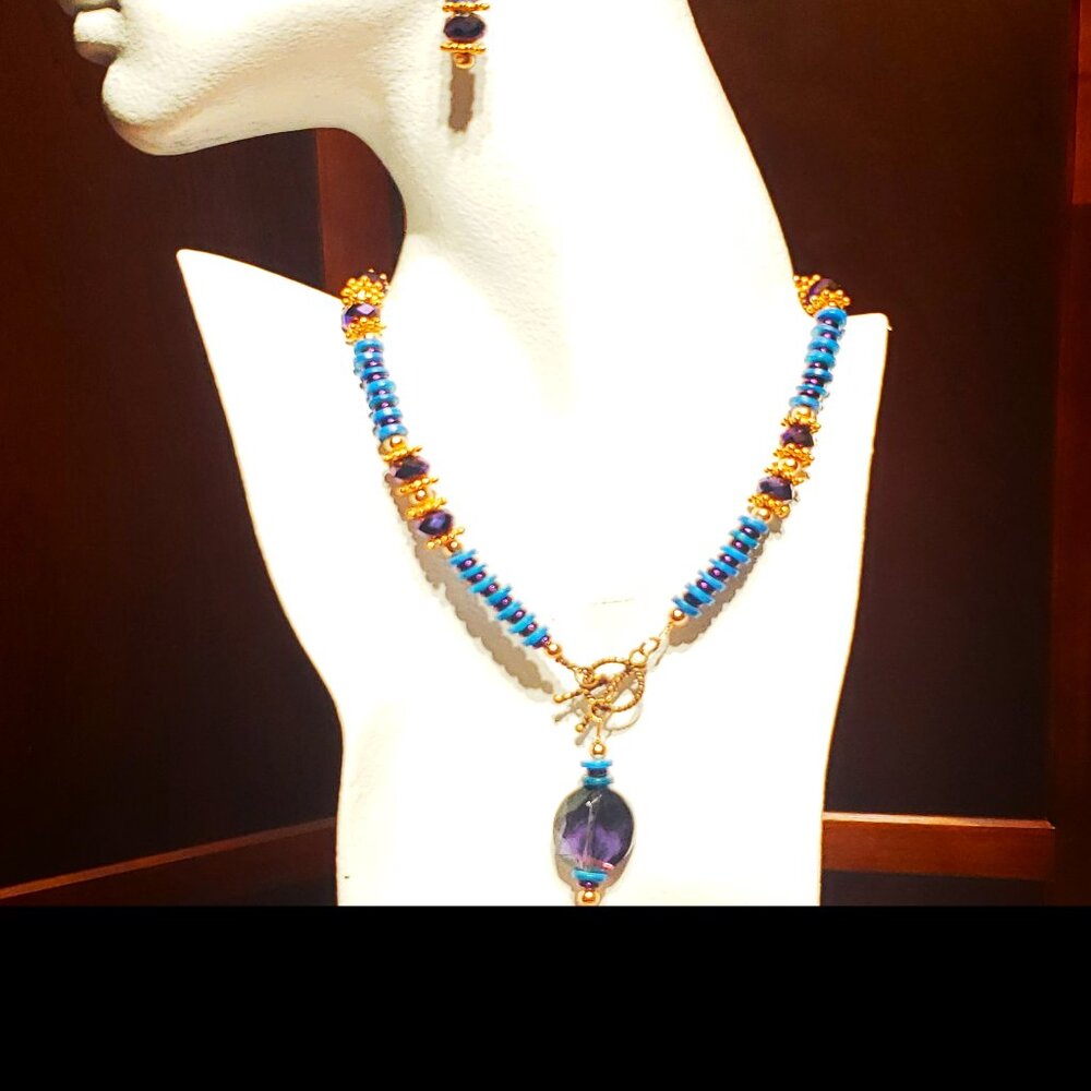 Copper & Glass Beaded Necklace